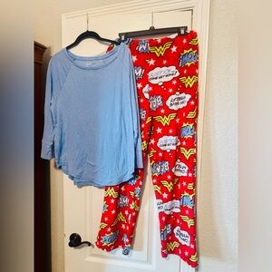 Mossimo Supply Co. Blue Top and Red Comic Pajama Set
